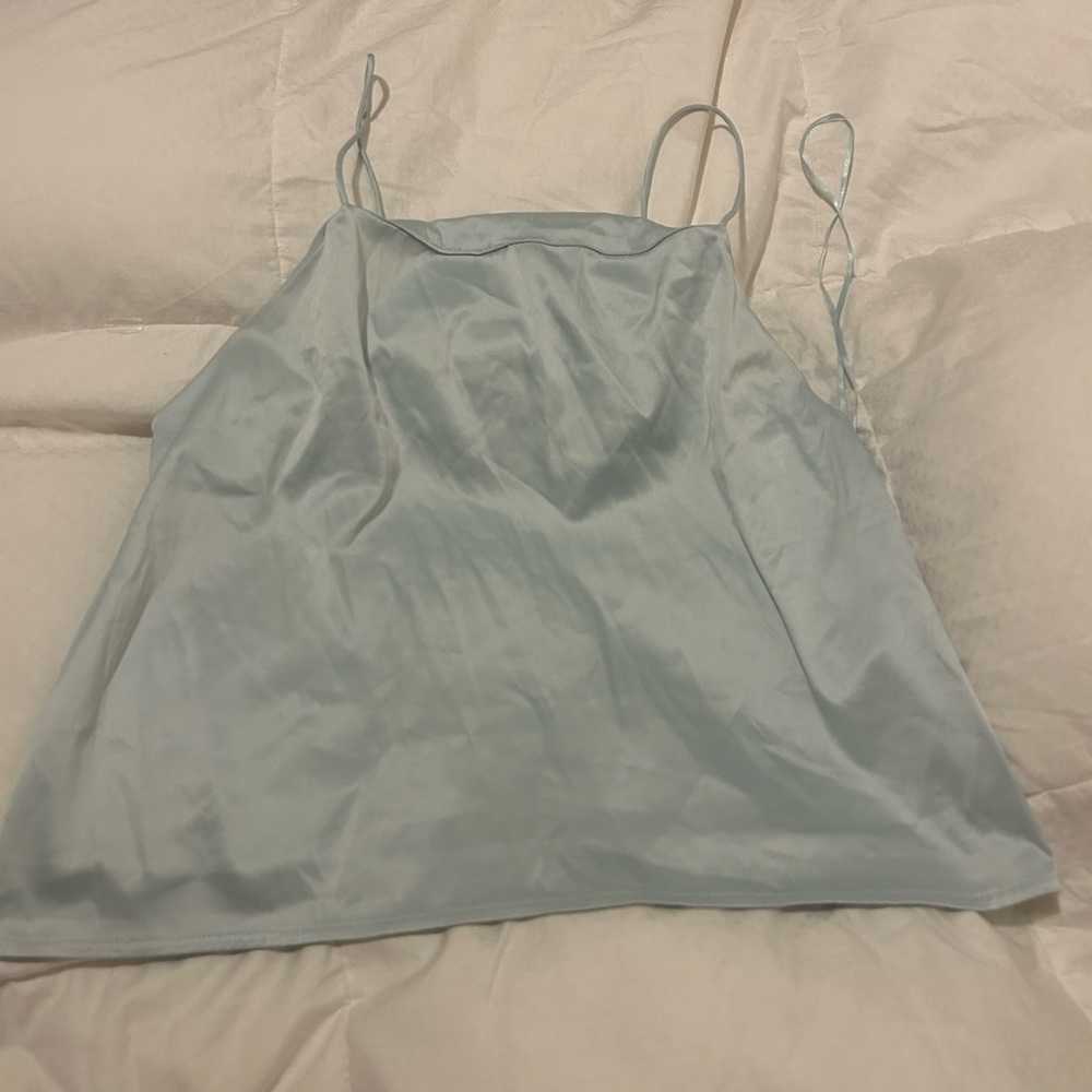 BLUE SATIN CAMISOLE size M and Cropped top with flowy neckline